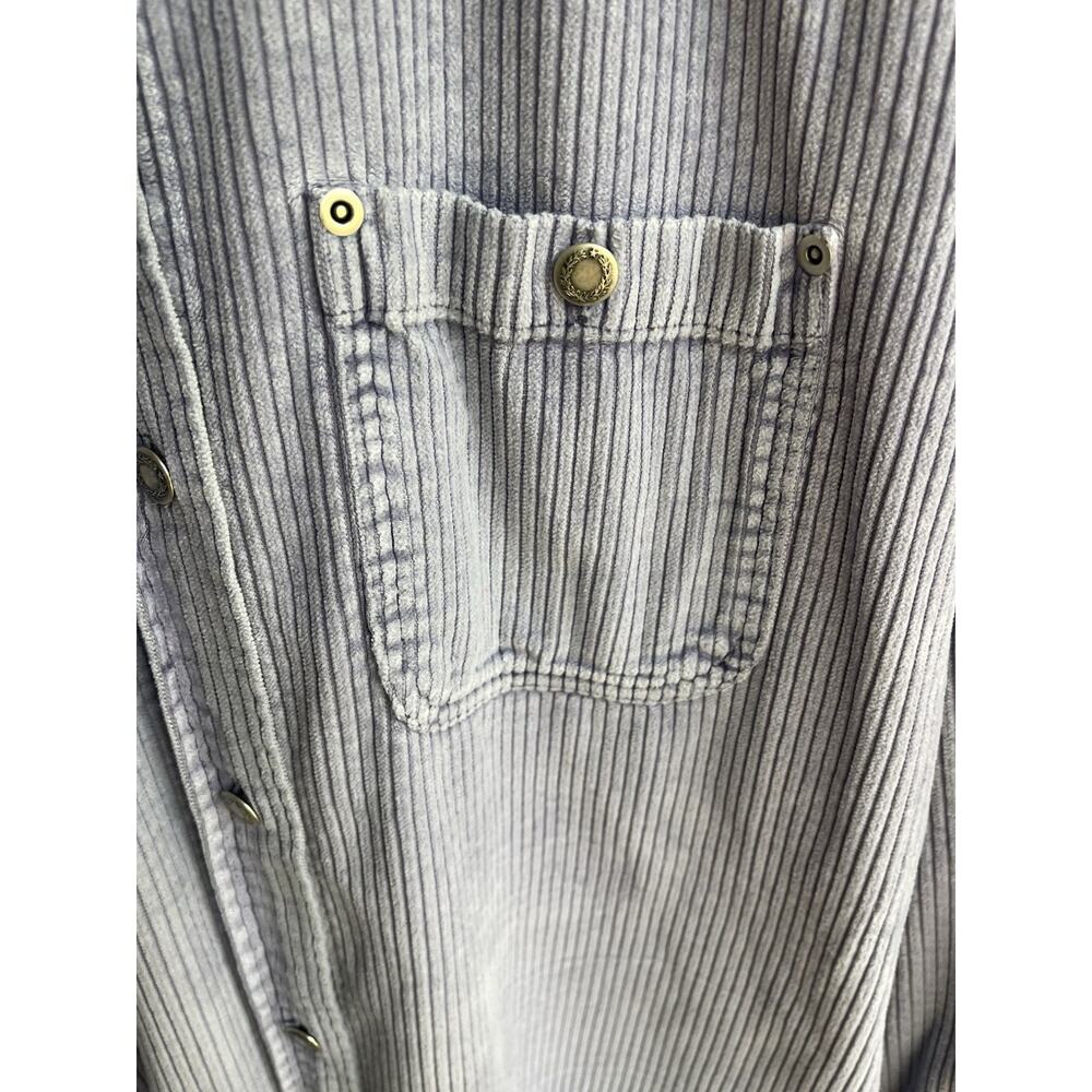Vintage At Last & Co. Corduroy Shacket Adult L Gray Blue Button Up Long Sleeve - Picture 10 of 10